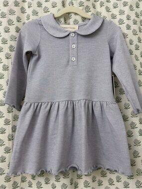 Mabel + Honey | Ribbed Lavender Peter Pan Collar Dress